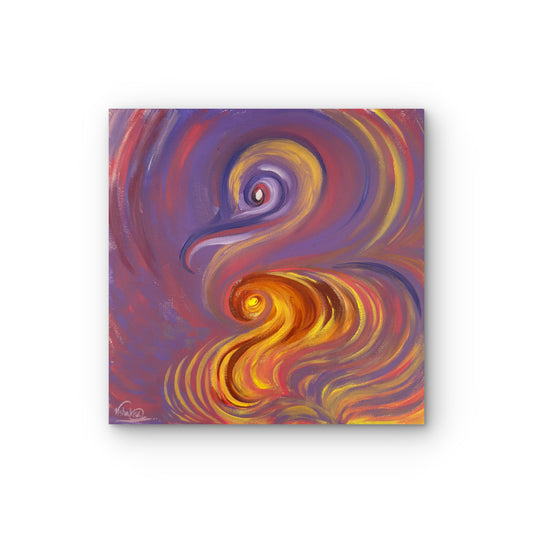 Abstract artwork with swirling colors on a white background