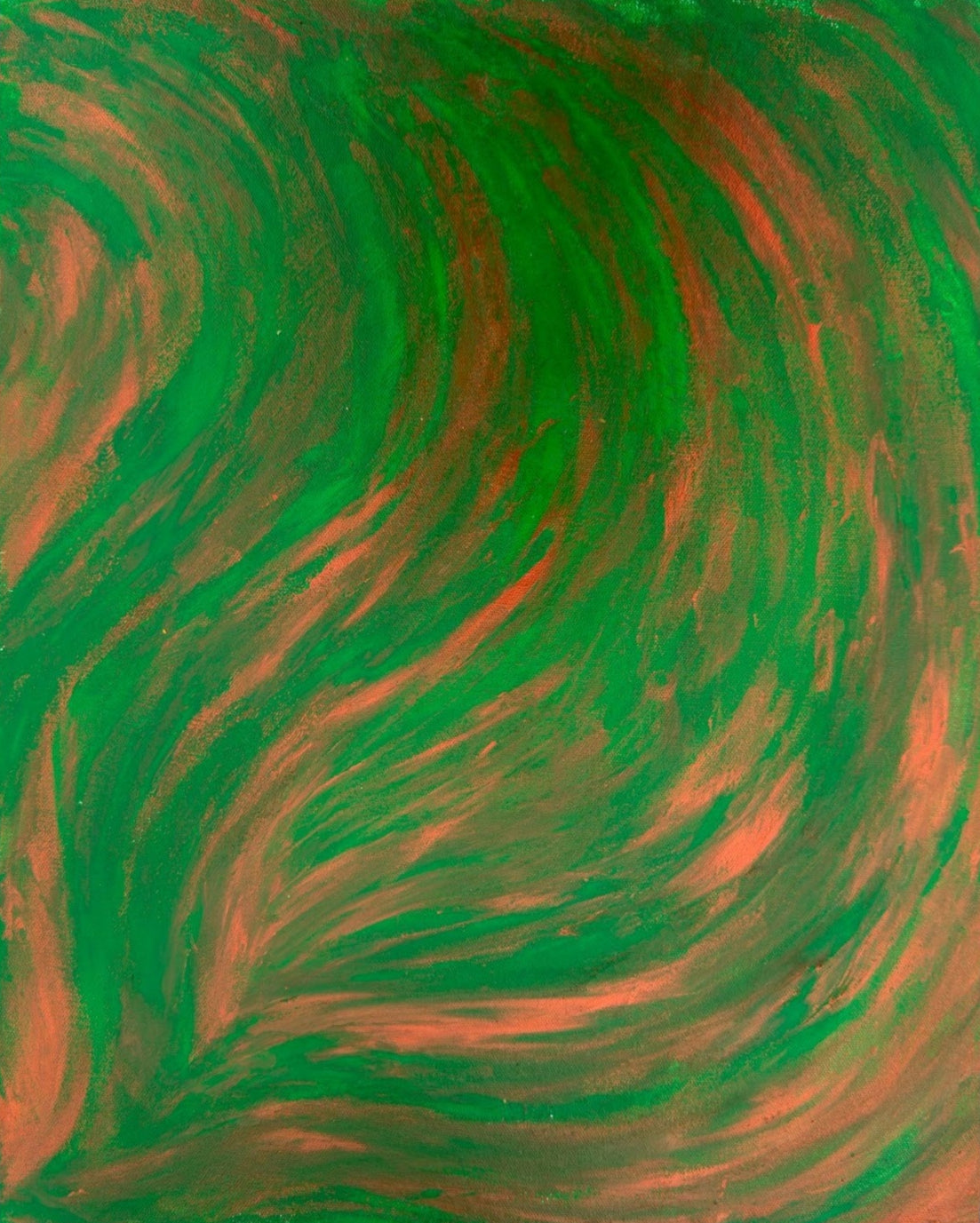Acrylic painting on canvas with green and brown blend