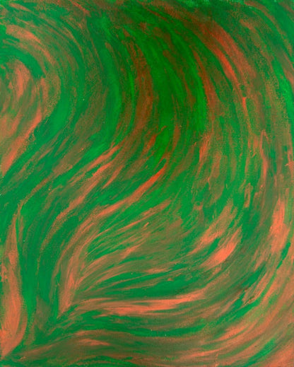 Acrylic painting on canvas with green and brown blend
