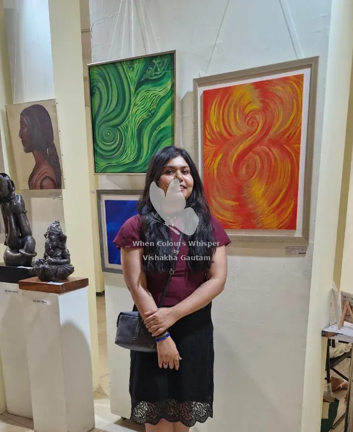 Vishakha Gautam at an exhibition of her work