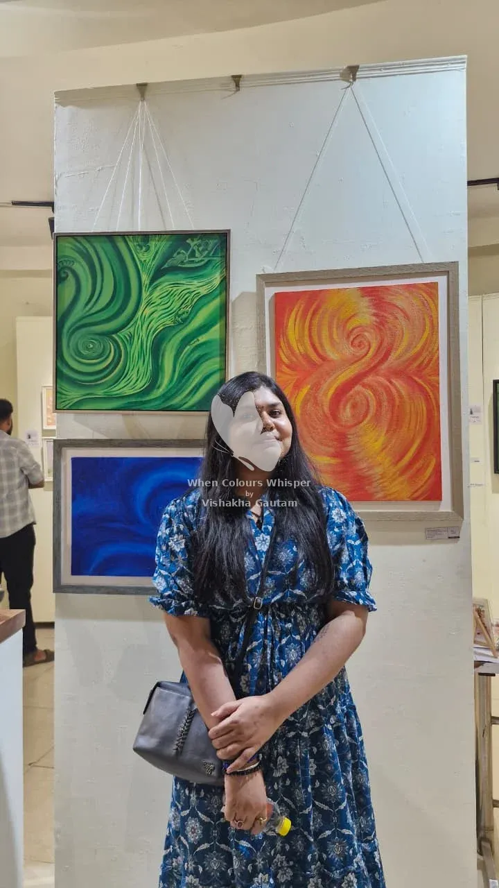 Vishakha Gautam at an exhibition of her work