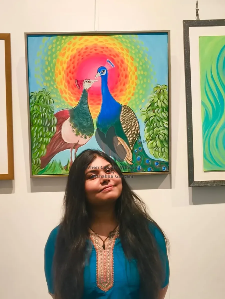 Vishakha Gautam at an exhibition of her work