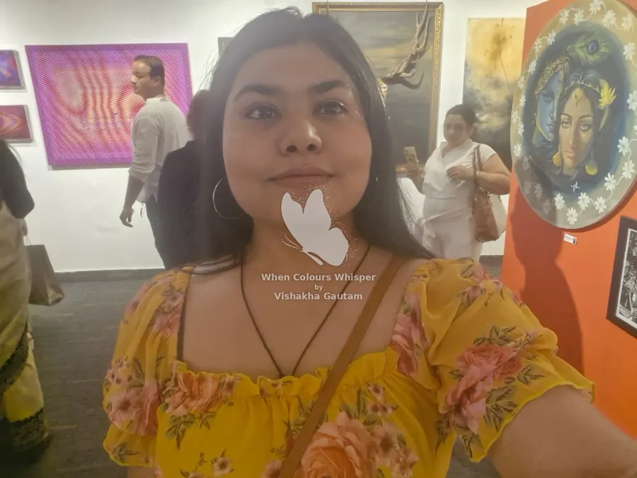 Vishakha Gautam at an exhibition of her work