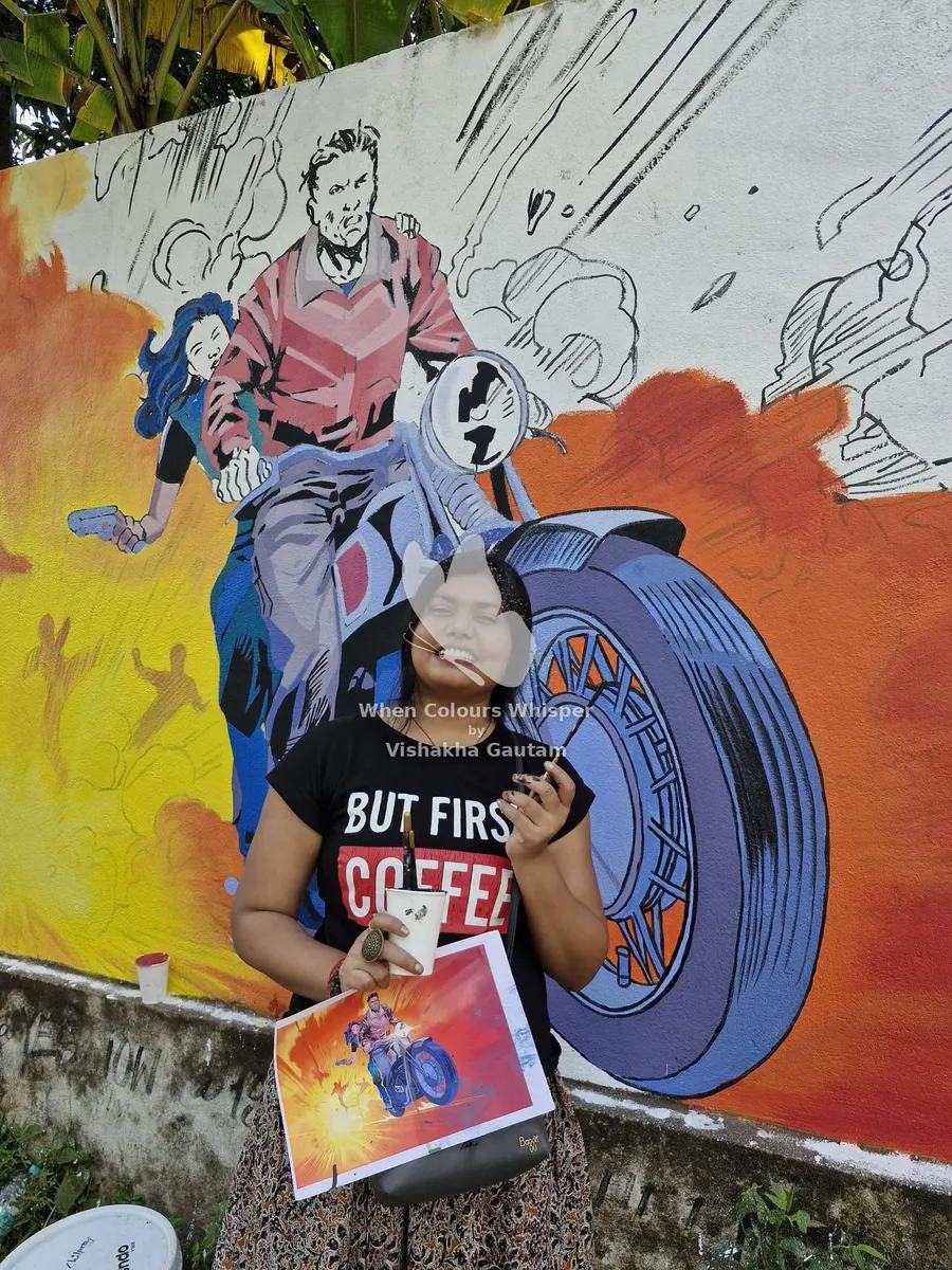 Vishakha with the finished mural