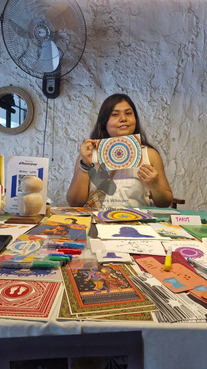Vishakha Gautam at an exhibition of her work